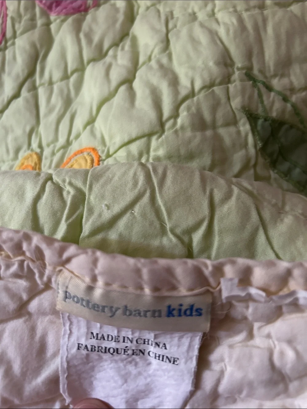 Pottery Barn Kids Daisy Flower Garden Pastel  Floral Embroidery  Appliqué Quilt